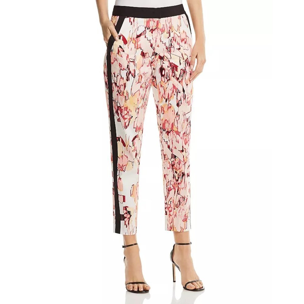 NWT New $115 Donna Karan New York Floral Track-Stripe Slim Pants Size 14